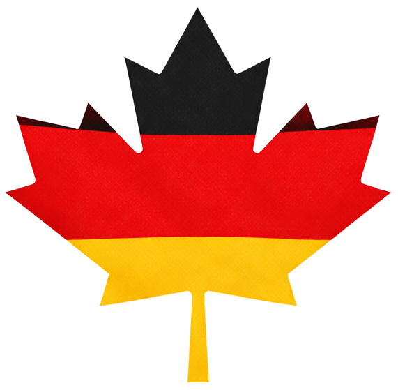 DEUCA-IT Inc. logo – maple leaf in German flag colors